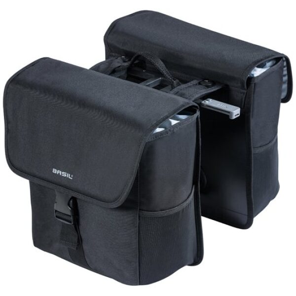 Basil fietstas dubbel Go MIK Solid Black