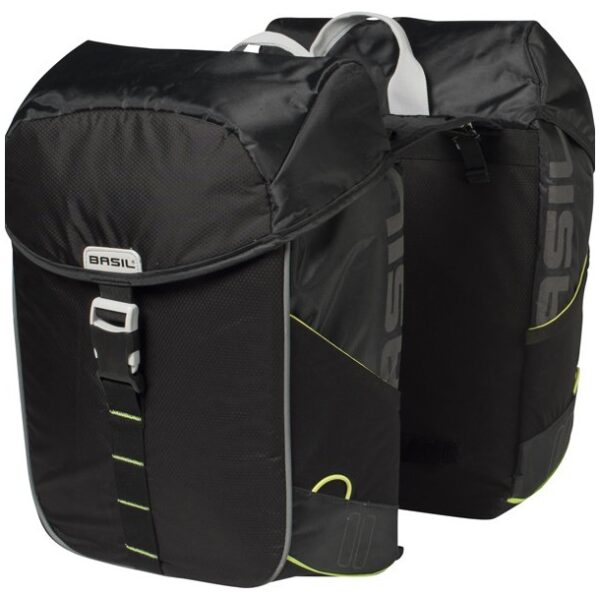 Basil fietstas dubbel Miles Black Lime