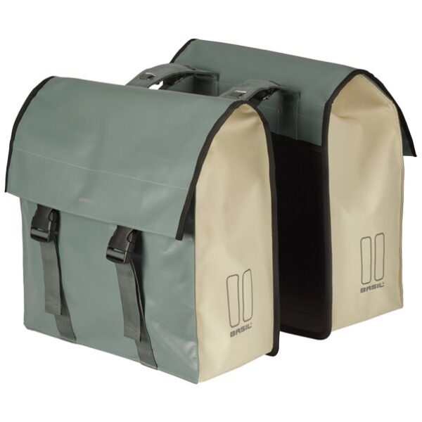 Basil fietstas dubbel Urban load groen wit Chinois Green/White
