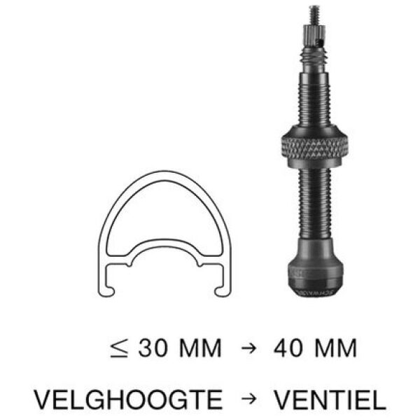 Schwalbe ventiel tubeless 40 mm set 2 stuks Zwart