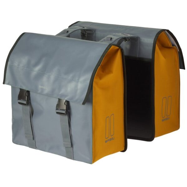 Basil fietstas dubbel Urban load grijs goud Stormey Grey/Gold