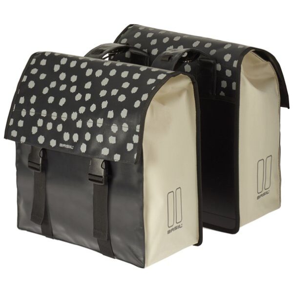 Basil fietstas dubbel Urban load Zwart/Wit