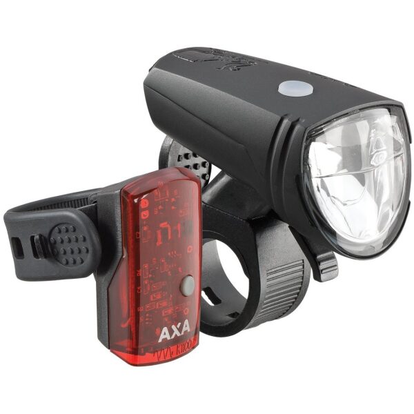 Axa verlichtingsset Greenline usb 15 lux Zwart